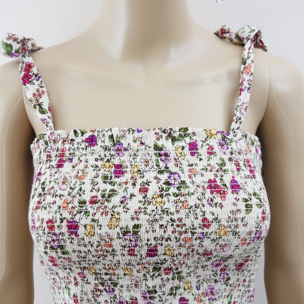 Patrons of Peace Cream Floral Babydoll Tank with Shoulder Tie (S) NWT! - Picture 2 of 8